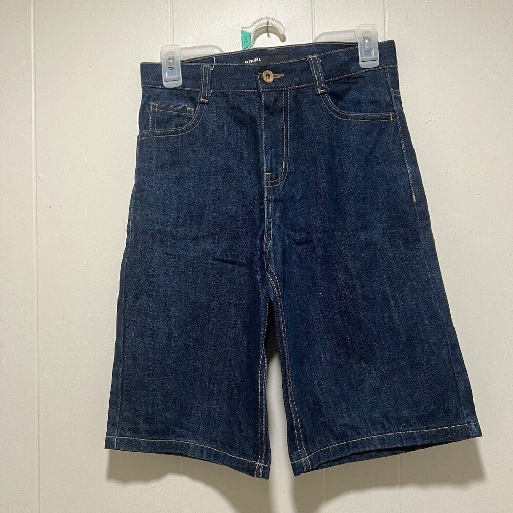 Qruel Jeans Youth Dark Blue Denim Shorts Size 14